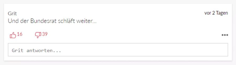 Derweil beklagt sich «Grit» über die Untätigkeit des Bundesrats.