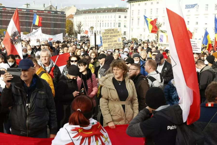 Vor dem ab heute Montag geltenden Lockdown gingen in Wien Tausende auf die Strasse.