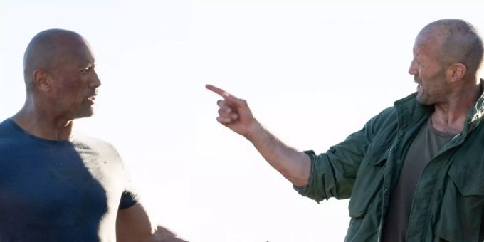 Dwayne Johnson als Luke Hobbs (l.) und Jason Statham als Deckard Shaw in «Fast & Furious: Hobbs & Shaw». hobbs & shaw