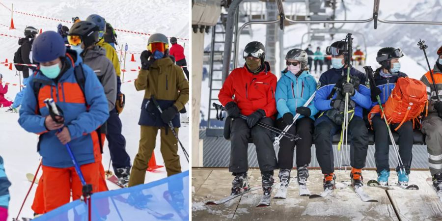 Mit der Tageskarte Samnaun dürfen auch Ungeimpfte auf Schweizer Boden Skifahren.