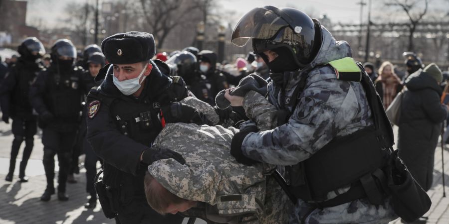 Protest in Moscow against Russian operation in Ukraine