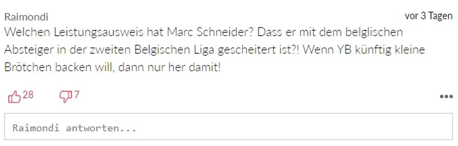 Während einige Ex-Thun-Trainer Marc Schneider ins Spiel bringen, hält dieser Leser wenig von der Idee.