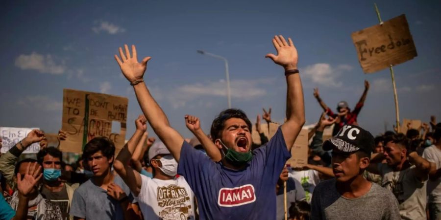 Proteste auf Lesbos