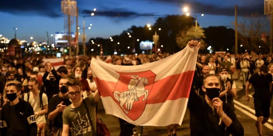 Demonstration am Sonntagabend in Minsk