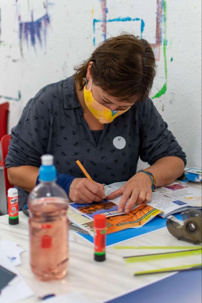 Carmen beim offenen Atelier des Aarauer Kunsthaus.