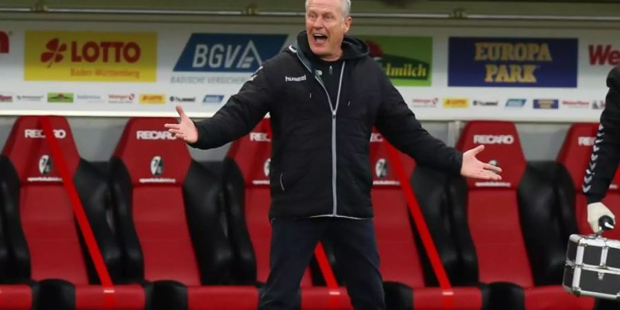 Trainer Christian Streich war mit dem SC Freiburg wieder kein Sieg über Borussia Dortmund vergönnt. Foto: Tom Weller/dpa