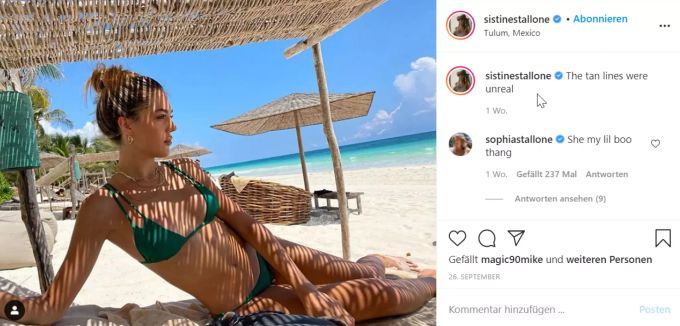 Sistine Rose Stallone ist eine von drei bildhübschen Töchtern von Superstar Sylvester Stallone. Sylvester Stallone