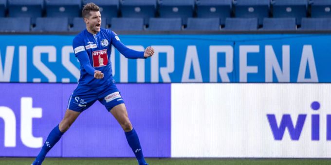 Pascal Schürpf bejubelt seinen Blitz-Treffer für den FC Luzern nach 46 Sekunden. FC Luzern