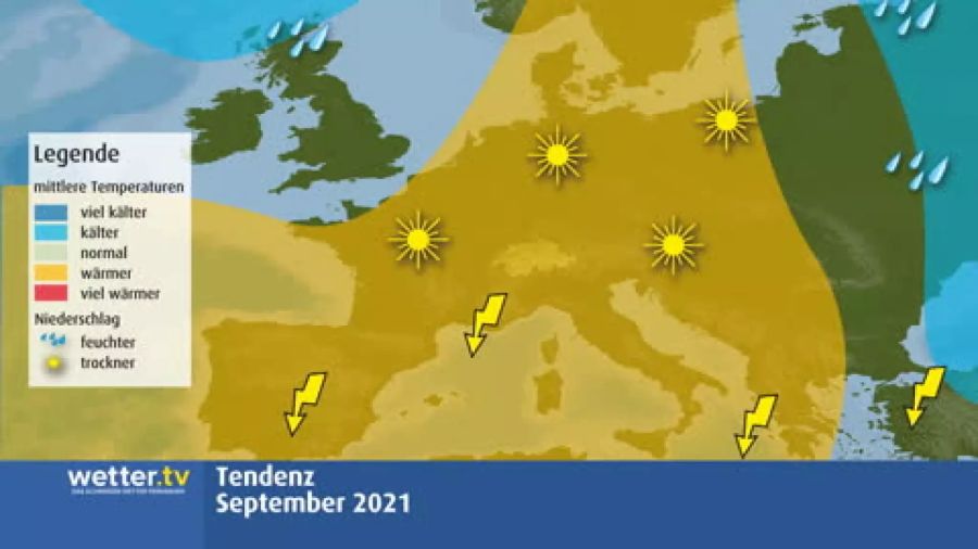 Für den September ist die Tendenz in fast ganz Mitteleuropa zu warm.