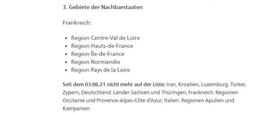 Ganz Italien fällt weg, auch in Frankreich sind zwei Regionen weggefallen.