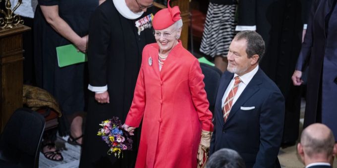 Margrethe II. am 11. September vor dem Gottesdienst zu ihrem Thronjubiläum. margrethe ii.