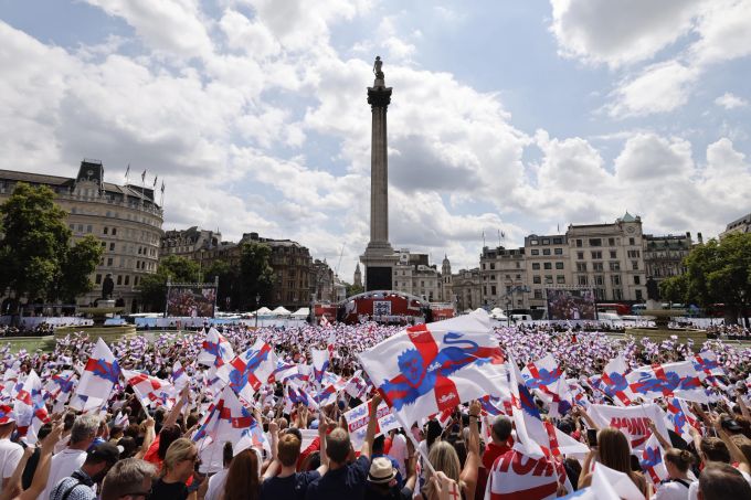 Tausende Fans versammelten sich zur EM-Feier auf dem Trafalgar Square. Euro 2022 England