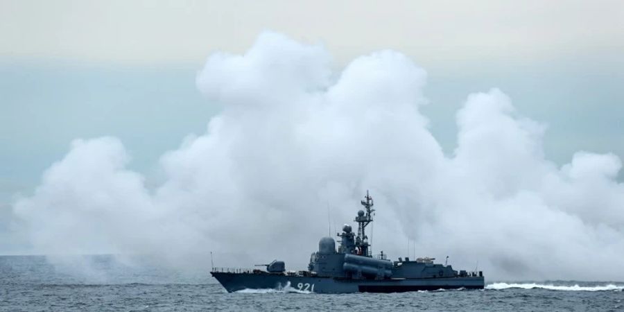 Ein russisches Raketenschiff im Rahmen der Übung «Wostok 2022»