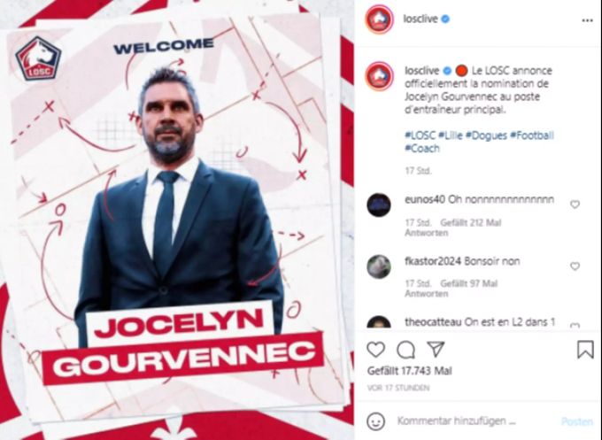 Der OSC Lille kündet Jocelyn Gourvennec als neuen Trainer an. Jocelyn Gourvennec