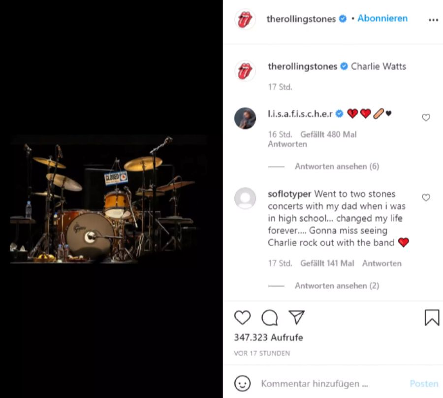 Ausschnitt aus dem Clip der Rolling Stones für Charlie Watts.