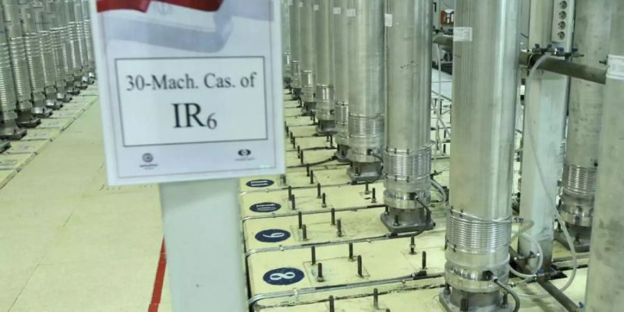 Dieses von der iranischen Atomorganisation (AEOI) im November 2019 veröffentlichte Bild zeigt Zentrifugen in der Urananreicherungsanlage Natans. Foto: --/Atomic Energy Organization of Iran/AP/dpa