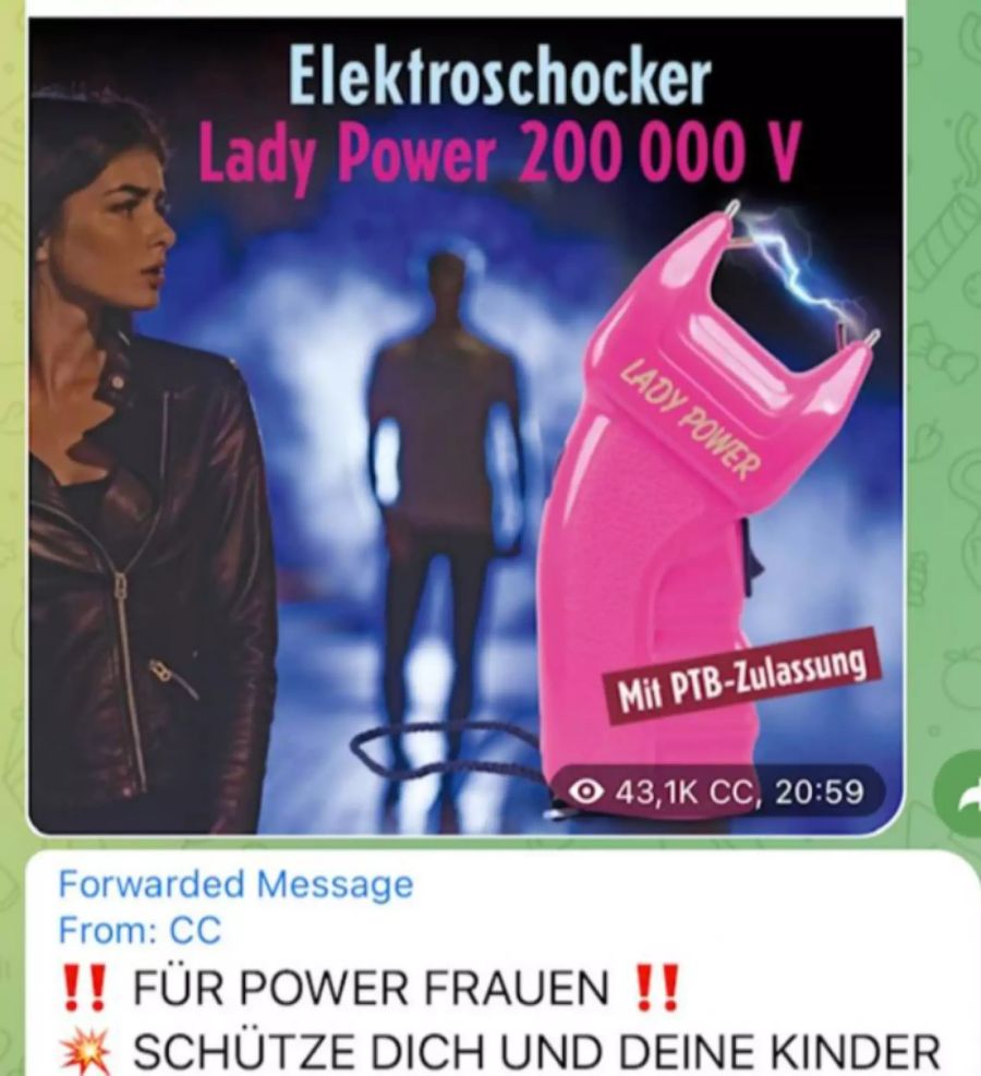 Der Wendler wirbt auf Telegram für einen Frauen-Elektroschocker.