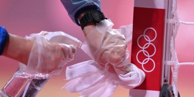 Hygienemassnahme am Rande der Olympischen Spiele Hygienemassnahme am Rande der Olympischen Spiele