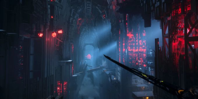 Ein Ausschnitt aus dem Cyberpunk-Actionspiel Ghostrunner 2. Zum Jahr des Drachen, dem chinesischen Neujahrsfest, erhält es am 8. Februar diverse Erweiterungen. Ghostrunner 2 Jahr
