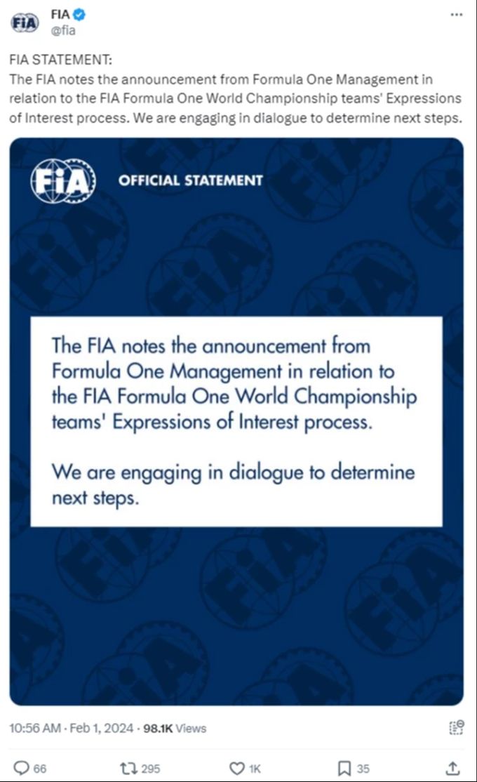 Auch die FIA zeigte sich nicht erfreut. FIA