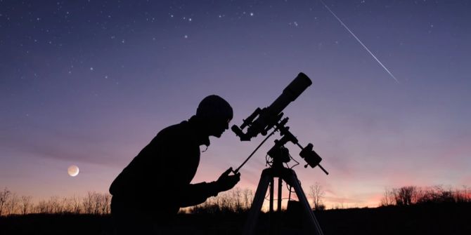 Mann Natur Sonnenuntergang Teleskop