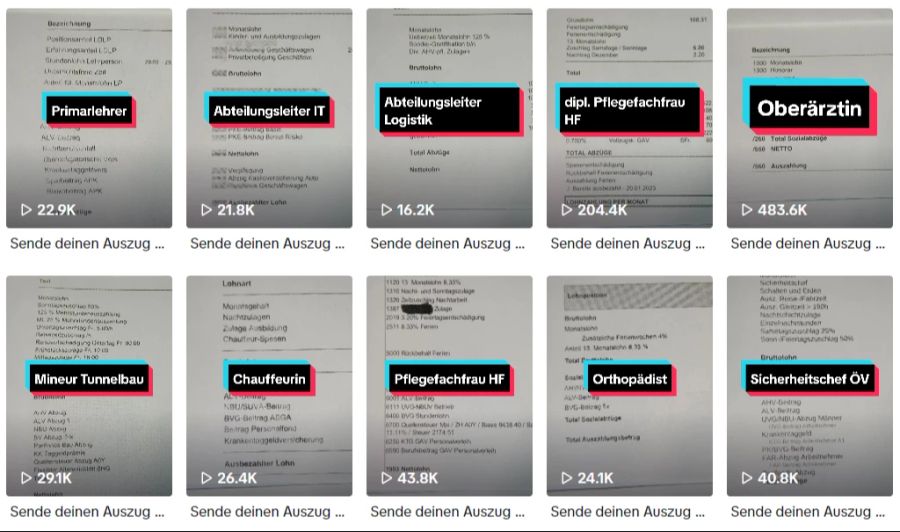 Auf einem Tiktok-Account veröffentlichen Schweizerinnen und Schweizer ihre Löhne – diese unterscheiden sich gewaltig.