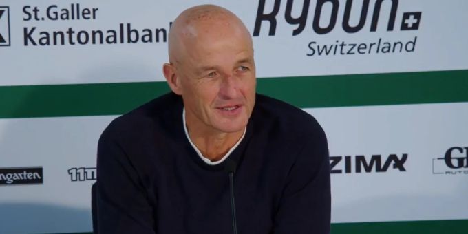 Peter Zeidler an der Pressekonferenz vor dem Winterthur-Spiel. FC St.Gallen