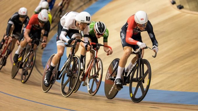 Bei den Männern geht es in der Vielseitigkeitsprüfung Omnium um die begehrten Podestplätze. Tissot Velodrome