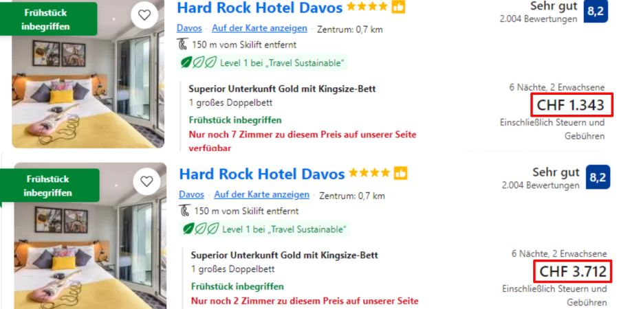 Das Hard Rock Hotel erhöht seine Preise um 176 Prozent.