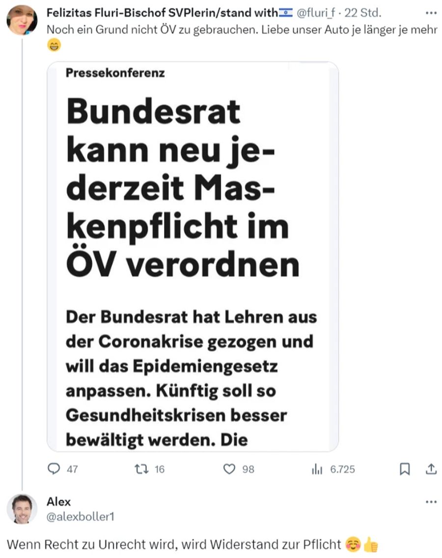 Maskenpflicht ÖV Bundesrat