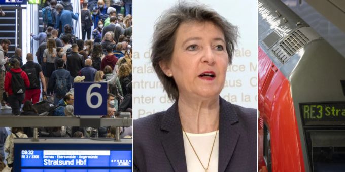 Szenen von überfüllten Bahnhöfen wie in Deutschland dürfte es in der Schweiz nicht geben: Bundesrätin Sommaruga hegt keine Pläne für ein Monats-Ga zum Schnäppchenpreis. Simonetta Sommaruga 9-Euro-Ticket
