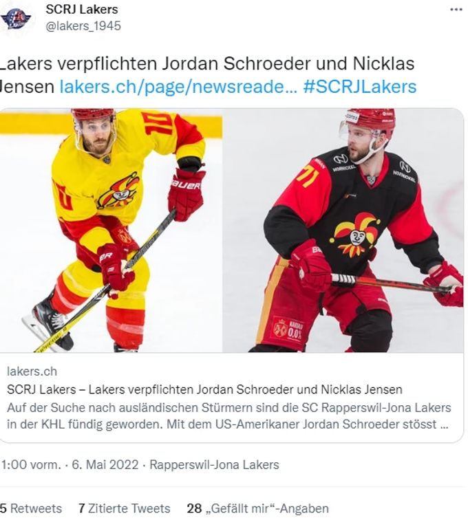 Die Lakers holen sich Verstärkung von Jokerit Helsinki. jokerit rapperswil jona lakers