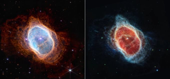 Der vom James-Webb-Weltraumteleskop aufgenommene planetarische Nebel NGC 3132 ist etwa 2500 Lichtjahre entfernt. (EPA/NASA, ESA, CSA, STScl) james-webb-weltraumteleskop
