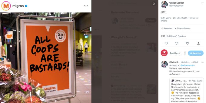 Mit diesem gefälschten Plakat der Migros veräppeln Twitter-Nutzer die Jugendwort-Aktion der Detailhändlerin. Migros