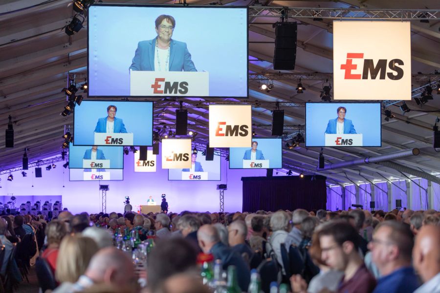 Magdalena Martullo-Blocher spricht an der GV der EMS-Gruppe vom12. August 2023.