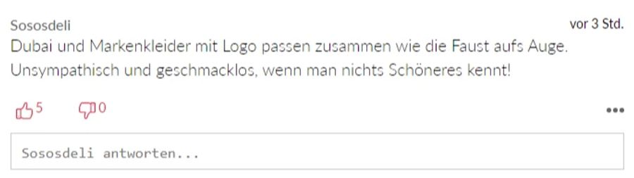 Teure Kleider und Dubai? Das passt für diesen Leser zusammen.