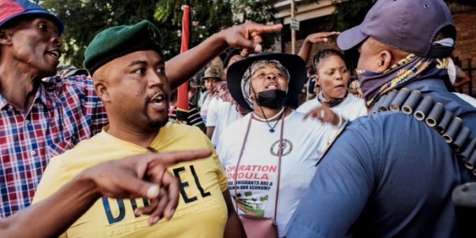Demonstranten in Johannesburg Demonstranten in Johannesburg