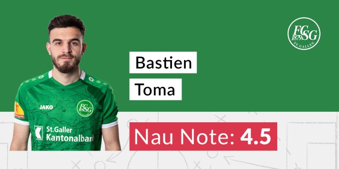 Die Note für Bastien Toma vom FC St. Gallen. Bastien Toma