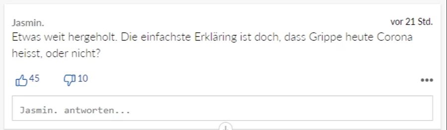 Jasmin sieht zwischen der Grippe und dem Coronavirus einen Zusammenhang.