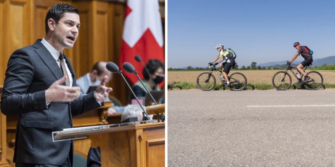 Benjamin Giezendanner von der SVP fordert, dass Velofahren bald nicht mehr gratis ist. Velofahren Schweiz