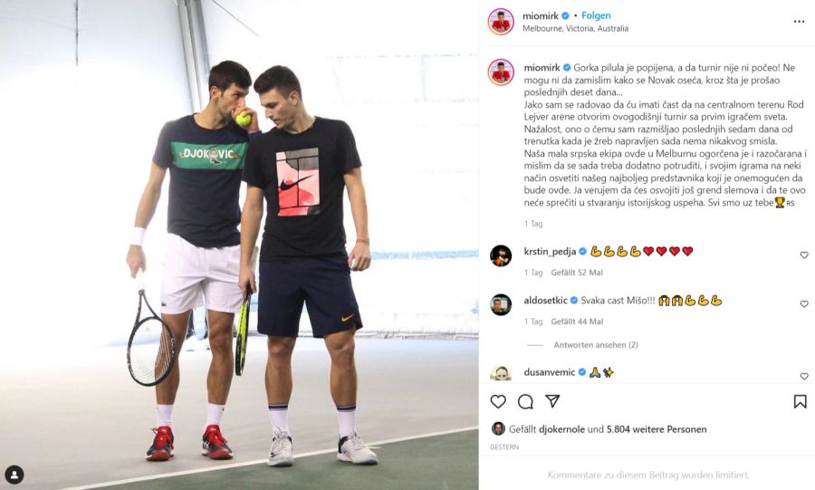 Miomir Kecmanovic unterstützt seinen serbischen Landsmann ebenfalls.