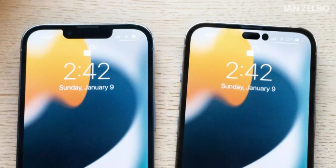 So könnte der Sperrbildschirm des iPhone 14 mit «verstecktem» Sensor für Face ID aussehen. Apple iPhone Face ID
