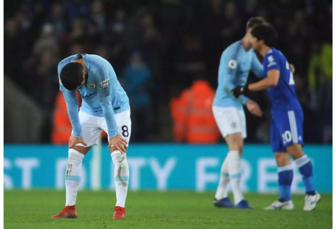 Ilkay Gündogan (links) von Manchester City nach einer Niederlage gegen Leicester City. Manchester City