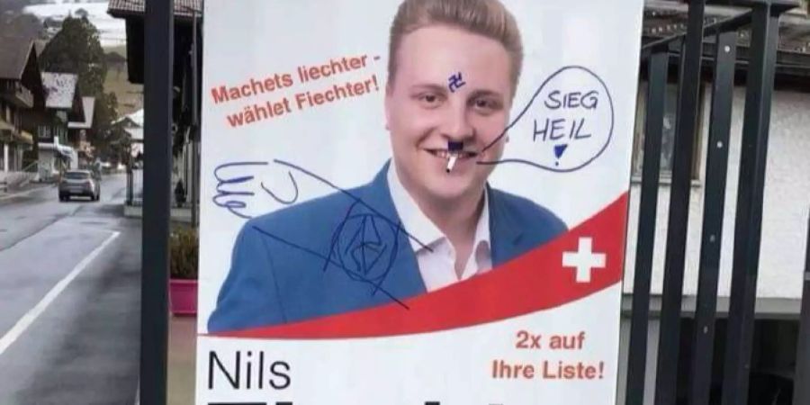 Auch Wahlplakate von Nils Fiechter wurden in den letzten Wochen verunstaltet.