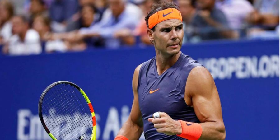 Rafael Nadal jubelt im Spiel gegen Dominic Thiem an den US Open.