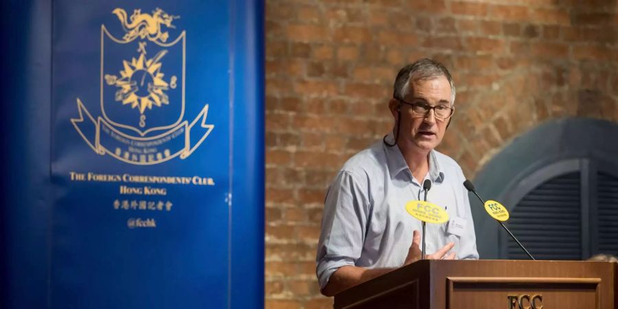 Victor Mallet, Journalist der «Financial Times», hält eine Rede in Hong Kong.