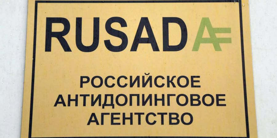 Das Schild der russischen Anti-Doping-Agentur Rusada.