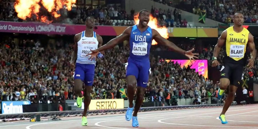 Gatlin beim 100-Meter-Rennen an der WM 2017 in London.