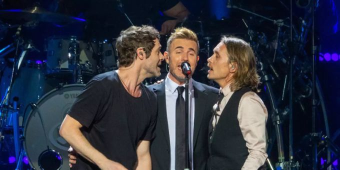 Die Band «Take That» mit Frontmann Gary Barlow, Howard Donald und Mark Owen. (Archivbild) take that