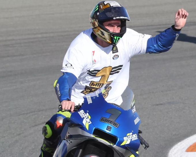 Joan Mir (Suzuki) feiert seinen WM-Titel in der MotoGP. MotoGP Joan Mir Suzuki